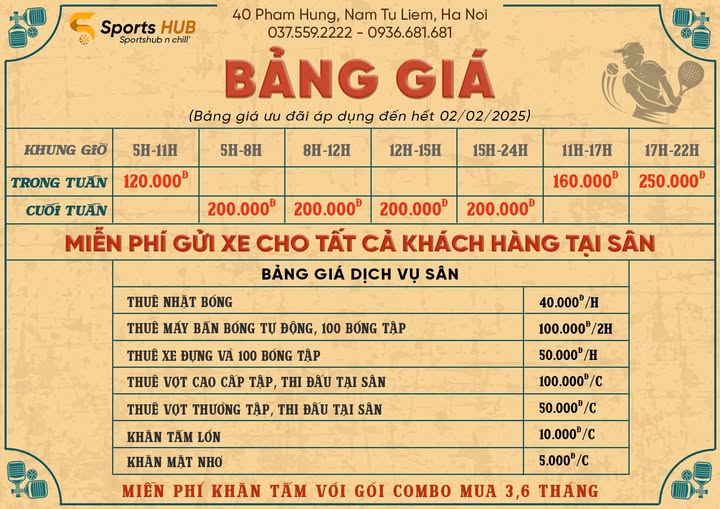 Sân Pickleball SportsHub - 40 Phạm Hùng Sân Pickleball SportsHub - 40 Phạm Hùng