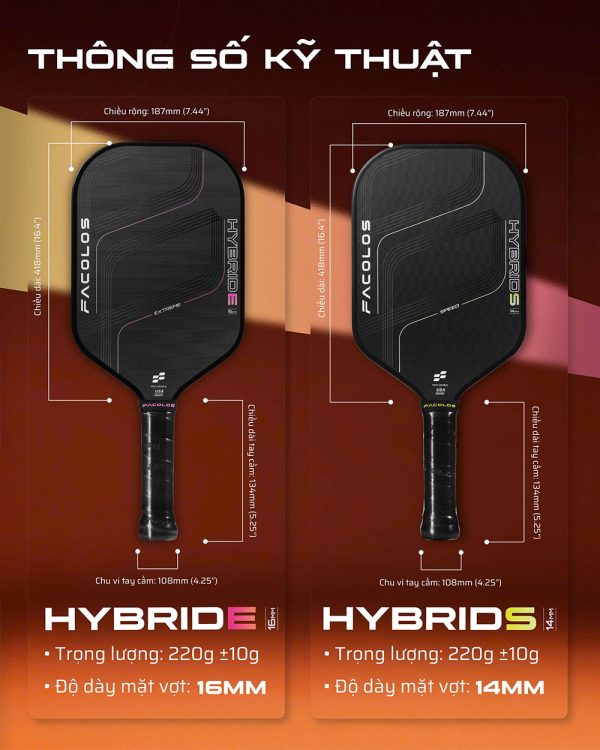 Vợt Pickleball Facolos Hybrid 2.0 Speed 14mm