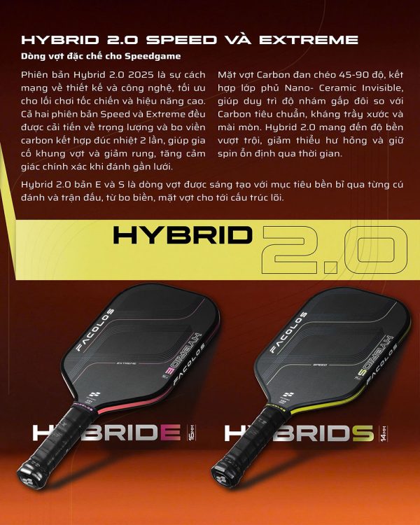 Vợt Pickleball Facolos Hybrid 2.0 Speed 14mm