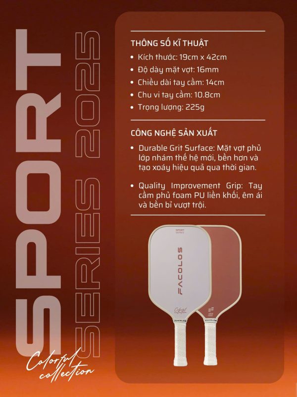 Vợt pickleball Facolos Sport Series 2.0 - 16mm