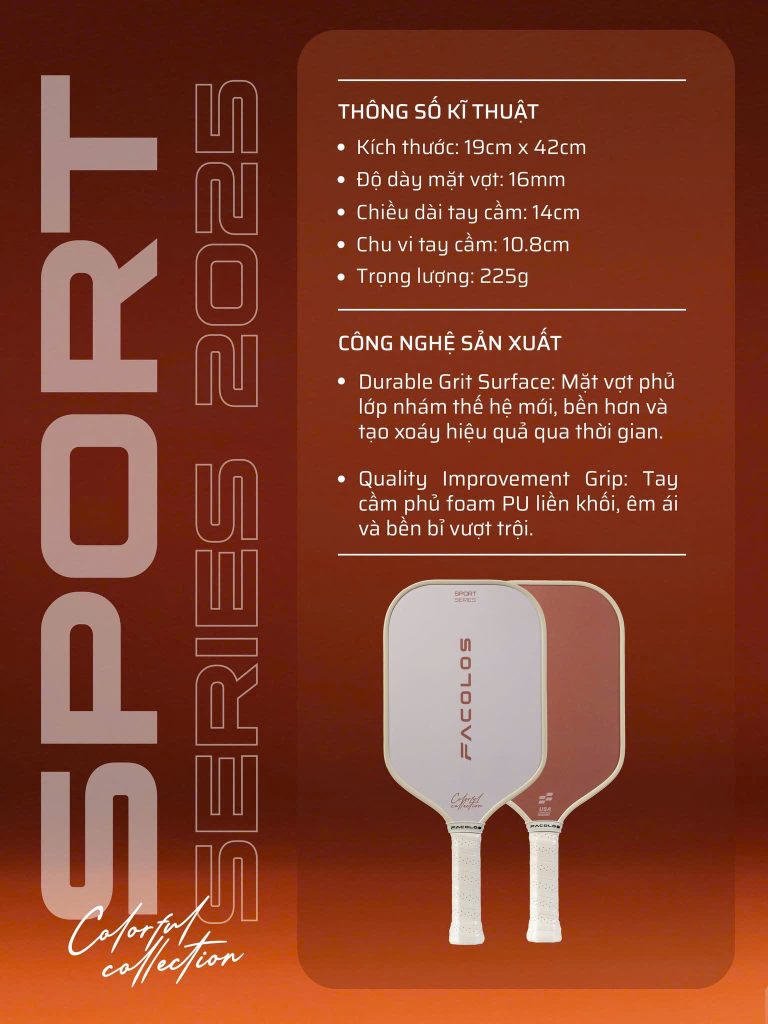 Vợt pickleball Facolos Sport Series 2.0 - 16mm