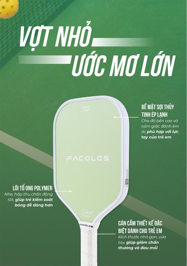 Vợt pickleball trẻ em Facolos Little Champion - 14mm