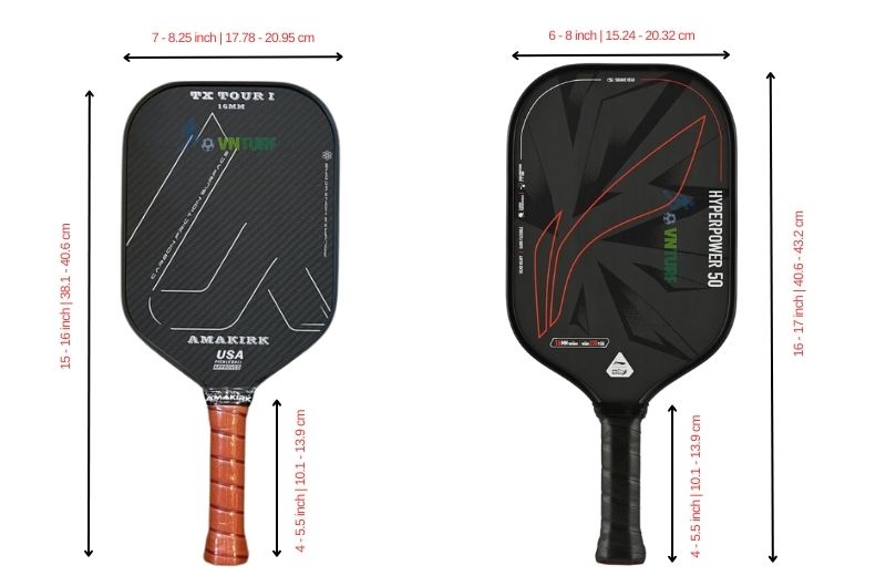 Kích thước vợt pickleball theo chuẩn USAPA